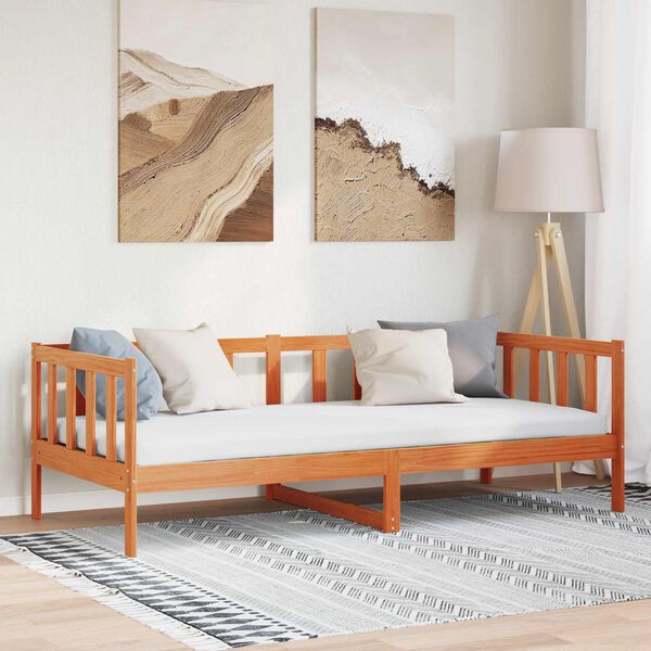 vidaXL Bedframe met hoofdeinde Wasbruin 90 x 190 cm Massief grenenhout