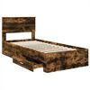 vidaXL Bedframe met hoofdeinde Gerookt eiken 90 x 200 cm Bewerkt hout