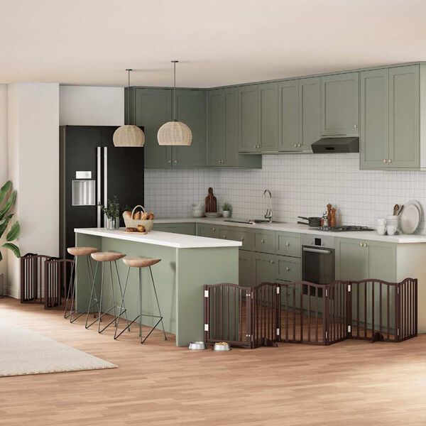 vidaXL Hondenhek inklapbaar 12 panelen 600 cm populierenhout bruin