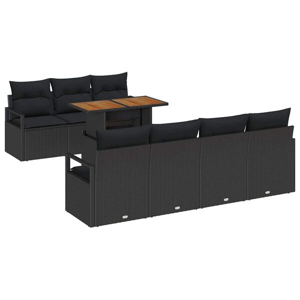 vidaXL Tuin Sofa Set met kussen met kussen 8 pcs Zwart en Bruin