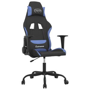 vidaXL Massage gamestoel stof zwart en blauw