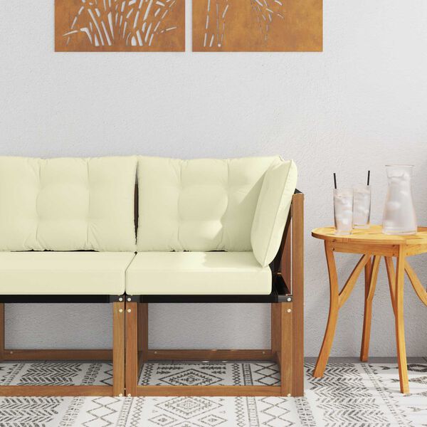 vidaXL Buitenhoeksofa Massief acaciahout en textilene stof Naturel