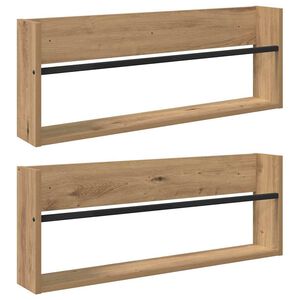 vidaXL Tijdschrift Rek 2 st Artisan Eiken 80 x 12 x 30 cm Bewerkt hout