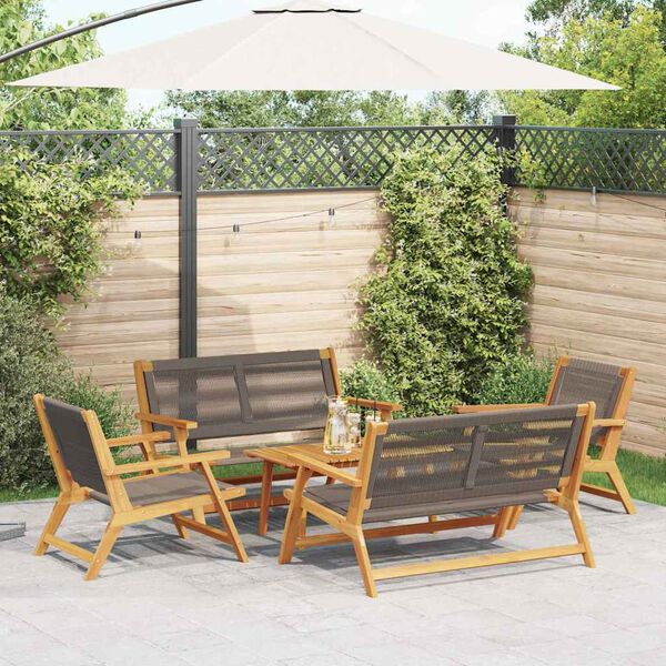 vidaXL Tuinstoelen met Tafel 5 pcs Grijs Massief acaciahout