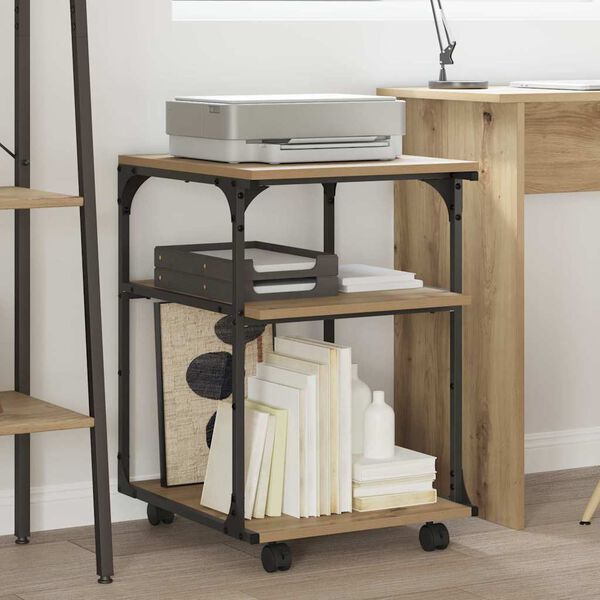 vidaXL Printerstand Artisan Eiken 43 x 48 x 64 cm Bewerkt hout