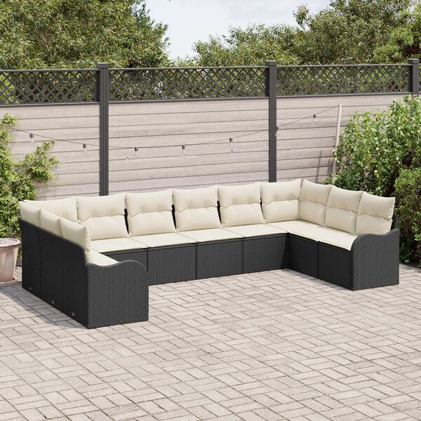 vidaXL Tuin Sofa Set Zwart poly rattan