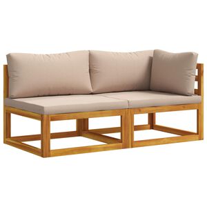 vidaXL Hoekbank met kussens 100 % polyester Massief Acacia Naturel