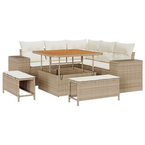 vidaXL Tuin Sofa Set met kussen 8 pcs Beige en Cr&egrave;me poly rattan