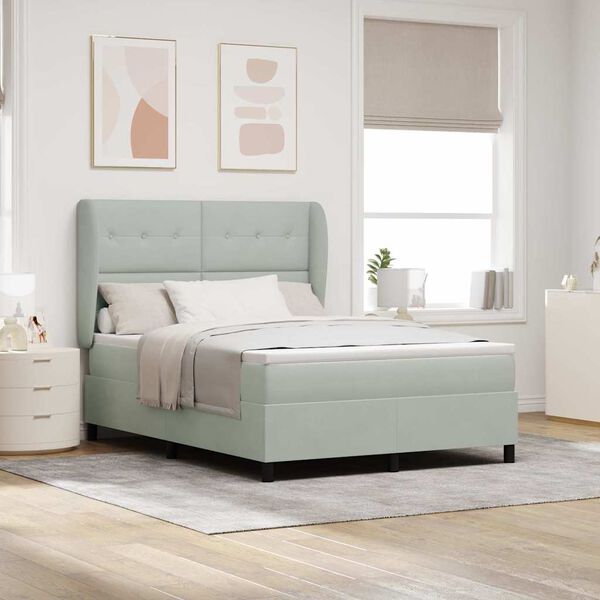 vidaXL Boxspringbed met matras Lichtgrijs 190 x 140 cm Polyester