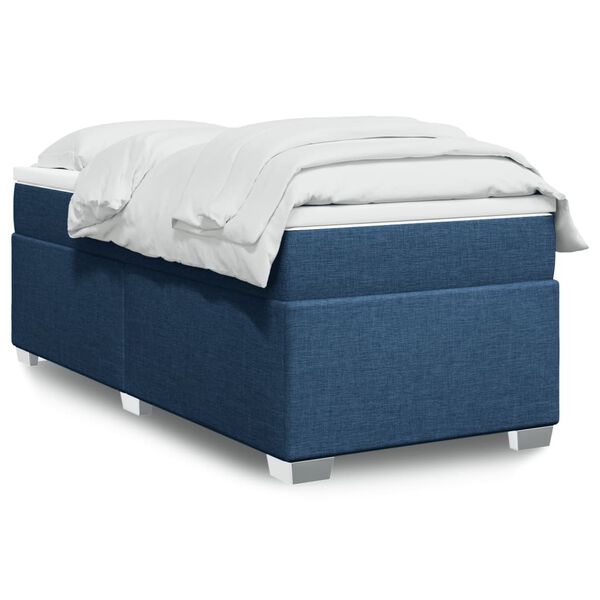 vidaXL Boxspring met matras stof blauw 100x200 cm