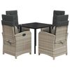 vidaXL 5-delige Tuinset met kussens poly rattan lichtgrijs