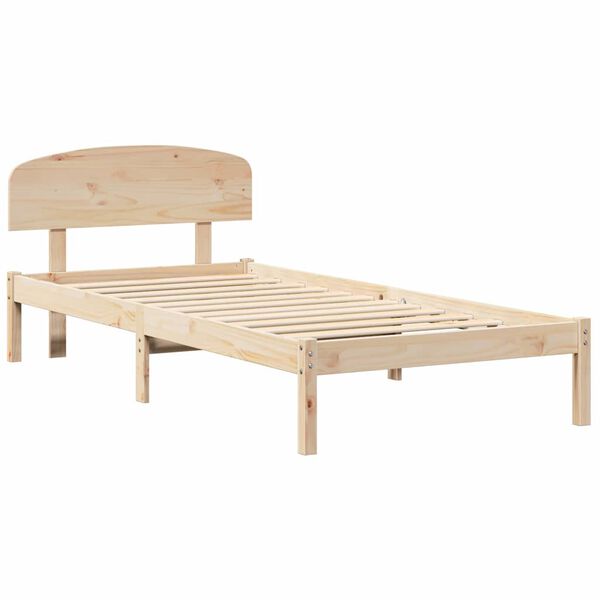 vidaXL Bedframe met hoofdeinde Naturel 75 x 190 cm Massief grenenhout