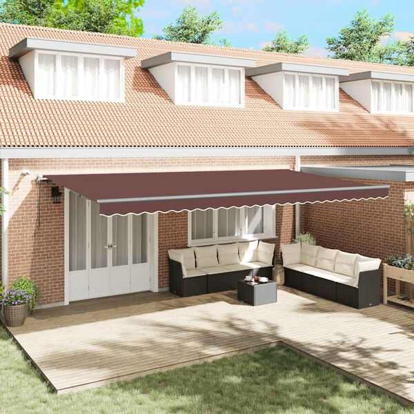 vidaXL Luifel automatisch uittrekbaar met LED's 600x300 cm bruin