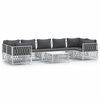 vidaXL 8-delige Loungeset met kussens staal wit