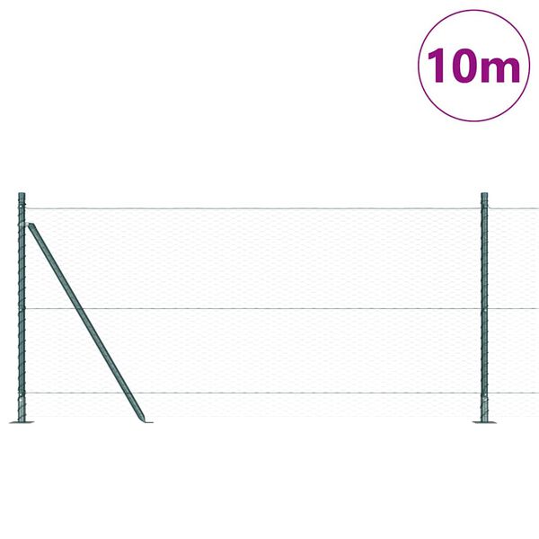 vidaXL Afrasteringspaal Groen 10 x 0,8 m (25 mm gaas) Staal en PVC