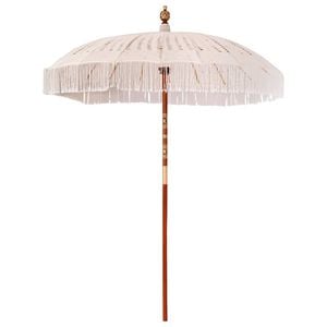 vidaXL Macram&eacute; Parasol Cr&egrave;me 190 x 190 x 260 cm