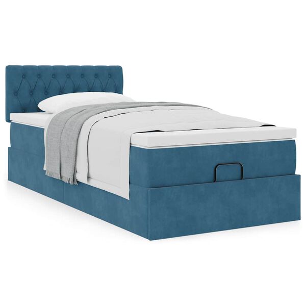 vidaXL Ottoman bed met matras 80x200cm fluweel donkerblauw