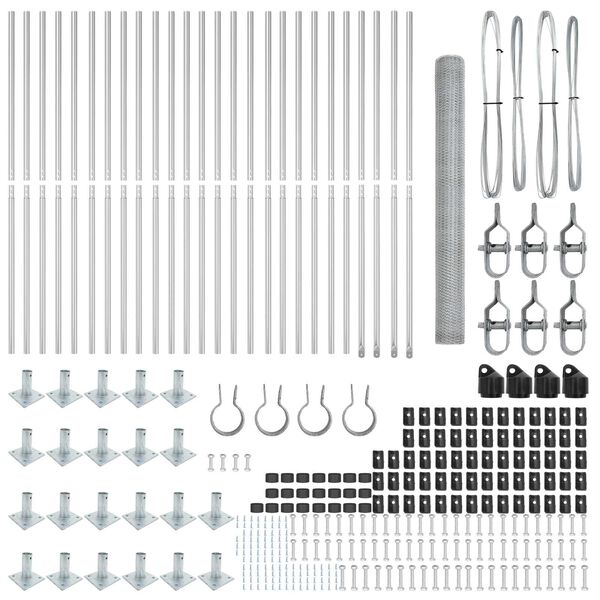 vidaXL Afrasteringspaal Zilver 50 x 1,6 m (25 mm gaas) Staal
