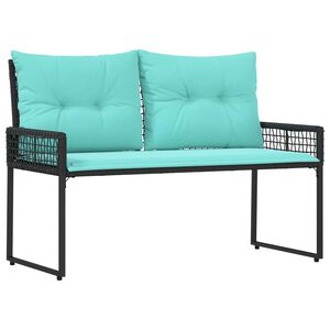 vidaXL Tuinbank Zwart en Turquoise 118 x 55 x 82 cm PE rattan en stof