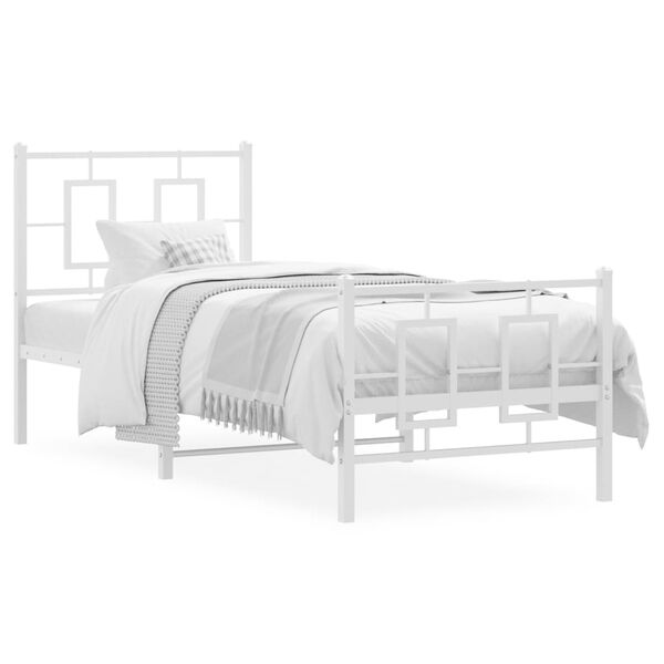 vidaXL Bedframe met hoofd- en voeteneinde metaal wit 75x190 cm