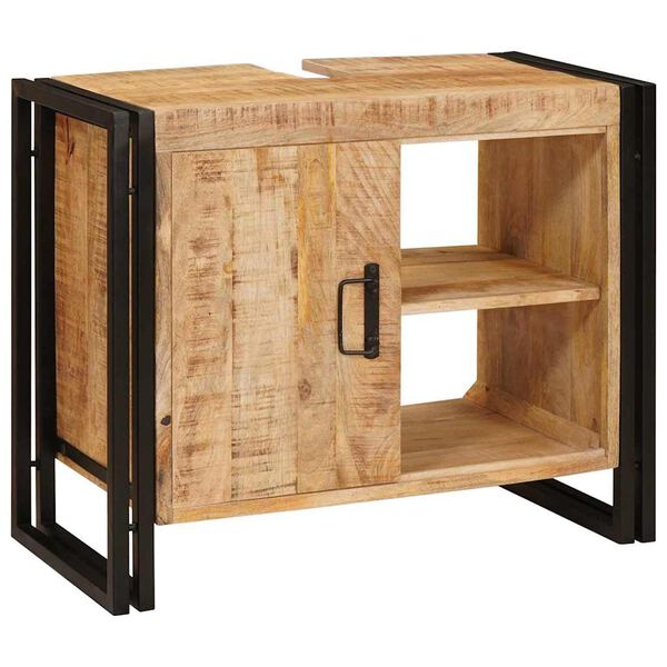 vidaXL Wastafelkast met plank Bruin 71 x 33 x 58 cm Massief Mango Hout