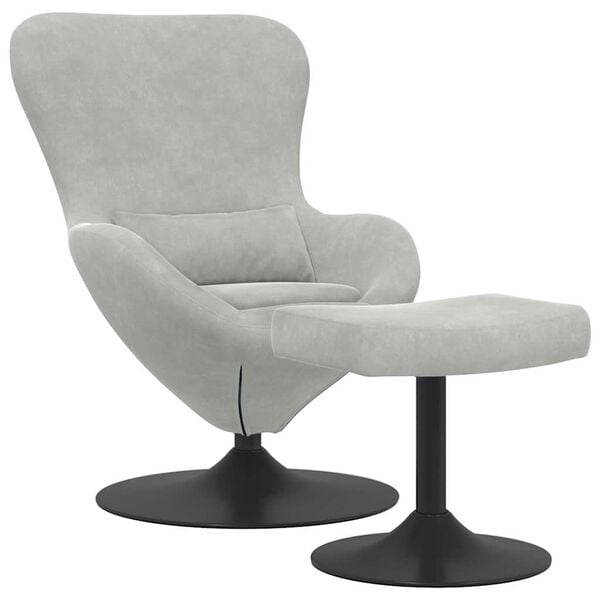 vidaXL Egg Chair met Voetsteun Lichtgrijs 63 x 73 x 90 cm Fluweel