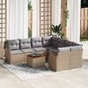 vidaXL Tuin Sofa Set 9 pcs beige en lichtgrijs