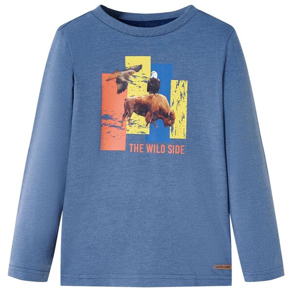 Kindershirt met lange mouwen 140 gemêleerd blauw