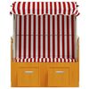 vidaXL Strandstoel met luifel poly rattan en massief hout rood en wit