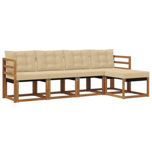 vidaXL Buiten bankenset 5 st Natuurlijk en Beige