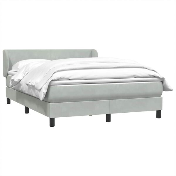 vidaXL Boxspring met matras fluweel lichtgrijs 160x220 cm