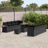 vidaXL Tuinbankenset 11 pcs Zwart Poly rattan en gepoedercoat staal