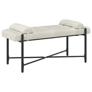 vidaXL Knop-gestept Bankje met Kussens Cr&egrave;mekleurig 110 x 40 x 46 cm