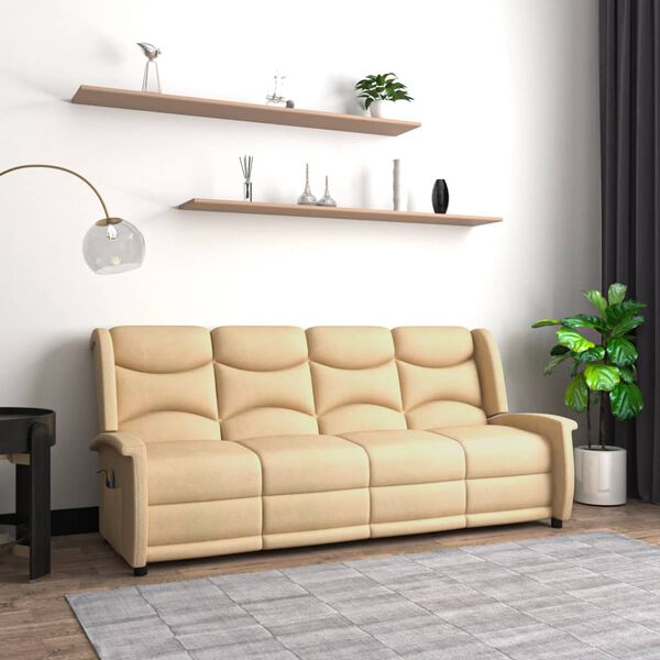 vidaXL Massagestoel 4-zits verstelbaar microvezelstof cr&egrave;mekleurig