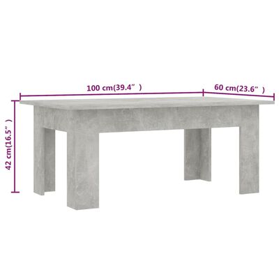 vidaXL Salontafel 100x60x42 cm bewerkt hout betongrijs