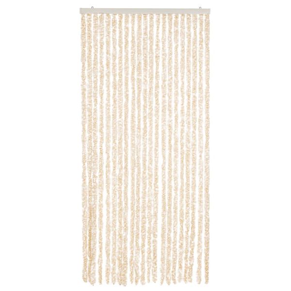 vidaXL Vliegengordijn 90x200 cm chenille beige en wit