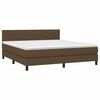 vidaXL Boxspring met matras en LED stof donkerbruin 160x200 cm