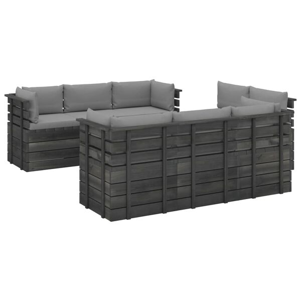 vidaXL 9-delige Loungeset met kussens pallet massief grenenhout