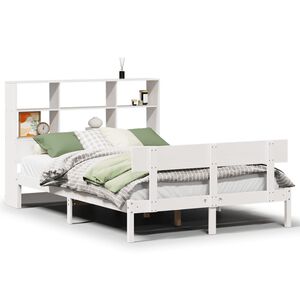 vidaXL Bed met boekenkast zonder matras grenenhout wit 140x190 cm