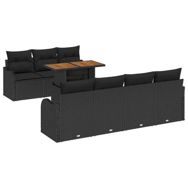 vidaXL Tuin Sofa Set met kussen 8 pcs Zwart