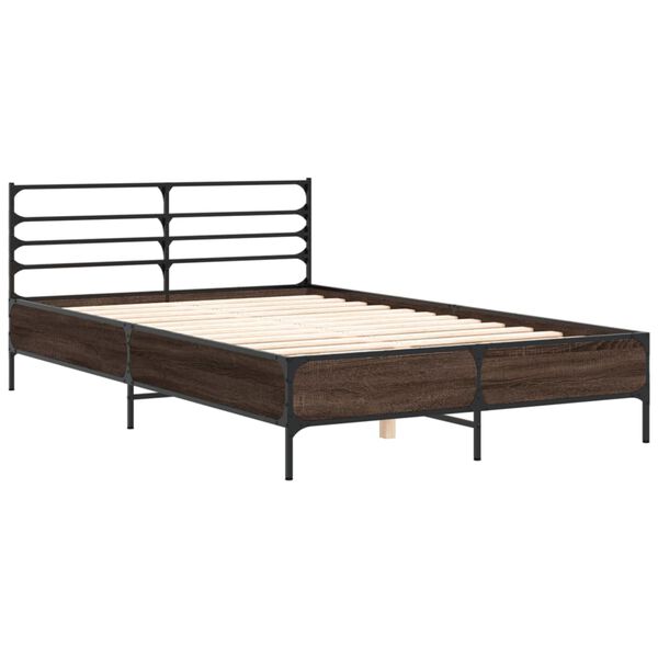 vidaXL Bedframe bewerkt hout metaal bruin eikenkleur 120x200 cm