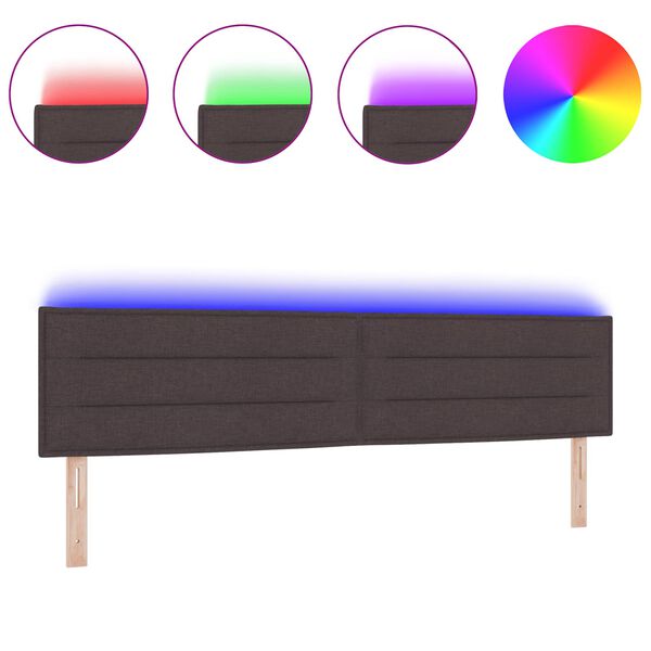vidaXL LED Hoofdbord met LED-striplichten Donkerbruin 200 cm Polyester
