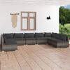 vidaXL 9-delige Loungeset met kussens poly rattan grijs