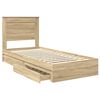 vidaXL Opslag bed met hoofdeinde Sonoma Eiken 75 x 190 cm Bewerkt hout