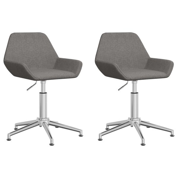 vidaXL Eetkamerstoelen draaibaar 2 st stof donkergrijs