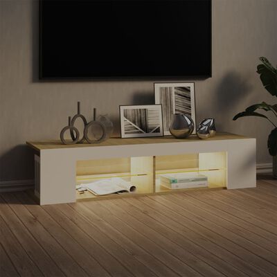vidaXL Tv-meubel met LED-verlichting 135x39x30cm wit sonoma eikenkleur