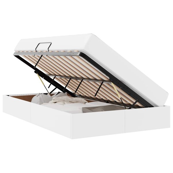 vidaXL Opslag bed met matras met matras met opslag 2 pcs Wit Leer