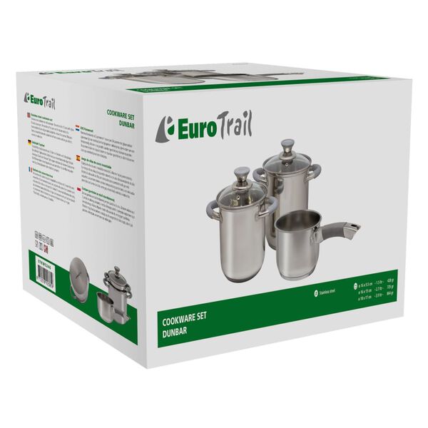 Eurotrail 3-delige Pannenset Dunbar roestvrij staal