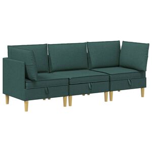 vidaXL Modulaire Sofa Set met Opslag 3 pcs Donkergroen Stof