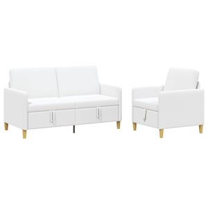 vidaXL Bankenset met opbergruimte 2 st Wit Polyester